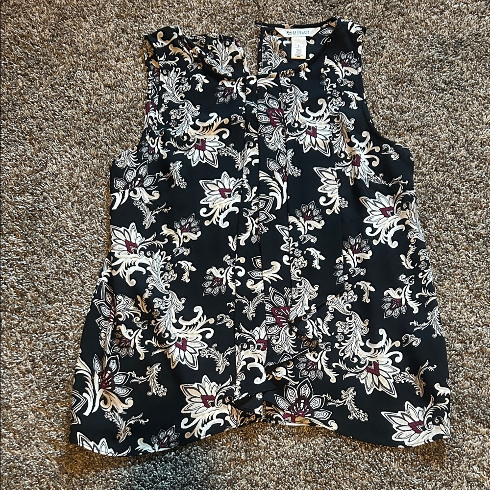 Catherines Black and White Floral Blouse
